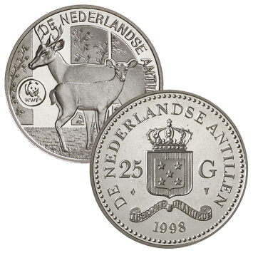 25 Gulden 1998 Witstaarthert Nederlandse Antillen Proof